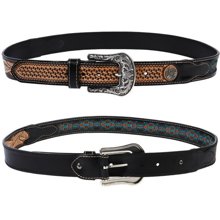 Ceinture en cuir à motif tressé de style rétro natif