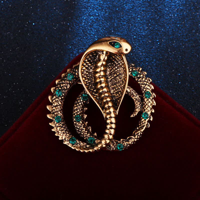 Broche unisexe originale en strass avec motif cobra rétro