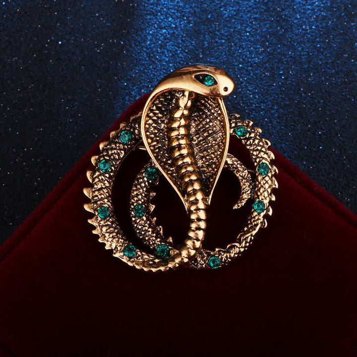 Broche unisexe originale en strass avec motif cobra rétro