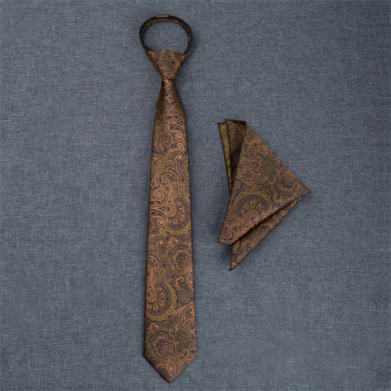 Coffret cadeau de 5 nœuds papillons à motif cachemire marron foncé et noir pour homme