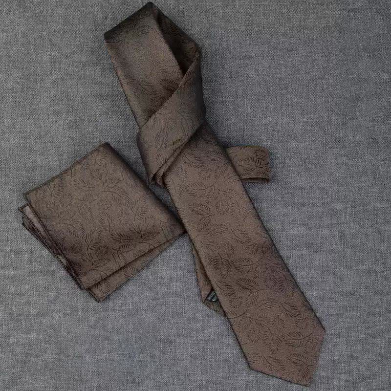 Lot de 5 nœuds papillon décontractés pour hommes, imprimé feuilles marron foncé, coffret cadeau