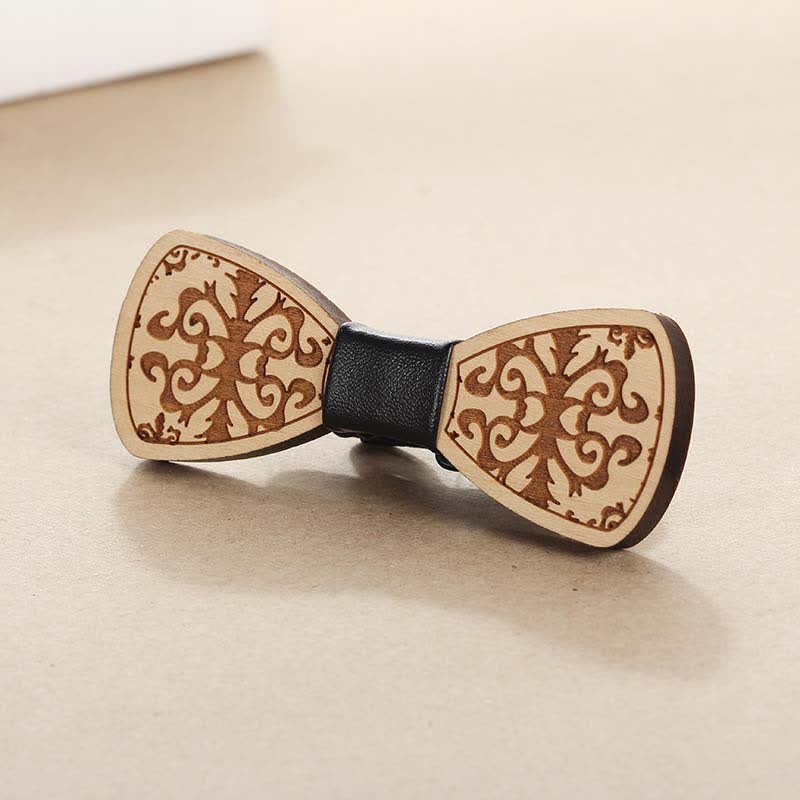 Accessoires de fête de mariage pour hommes Nœud papillon en bois sculpté