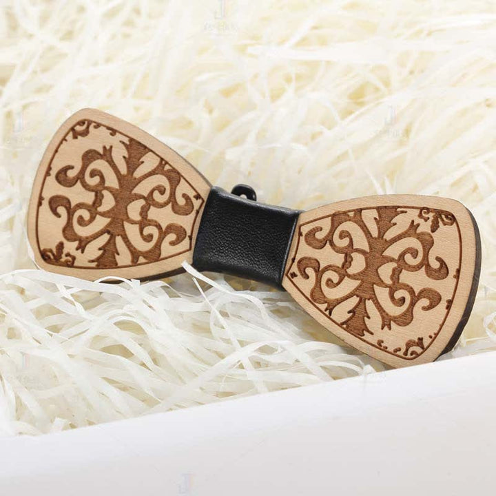 Accessoires de fête de mariage pour hommes Nœud papillon en bois sculpté