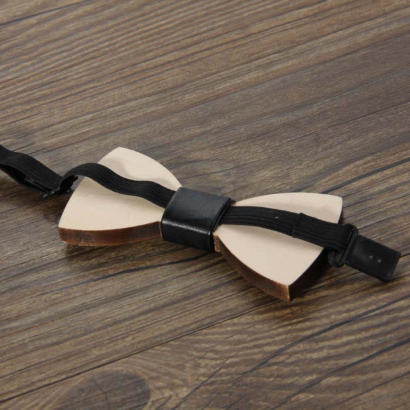 Accessoires de fête de mariage pour hommes Nœud papillon en bois sculpté