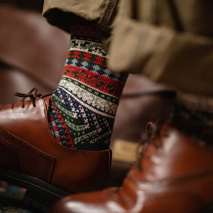 Chaussettes en coton à motif géométrique vintage