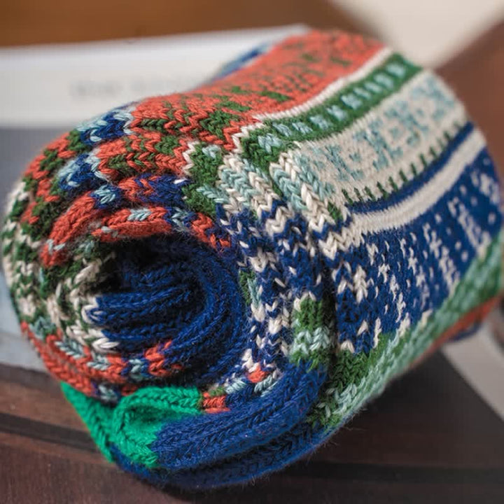 Chaussettes en coton à motif géométrique vintage