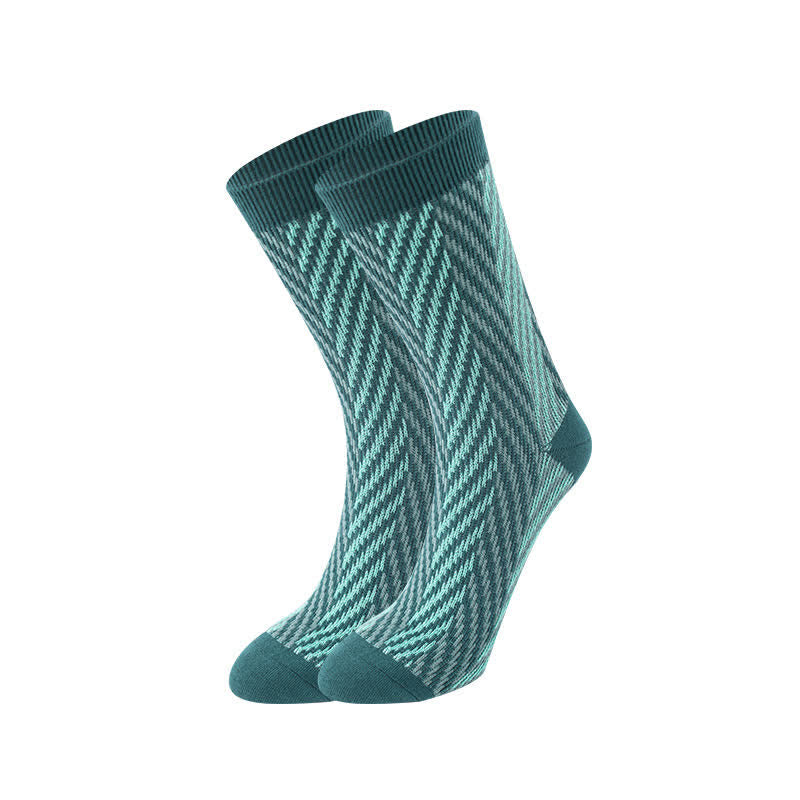 Chaussettes en coton à imprimé zigzag bicolore style week-end