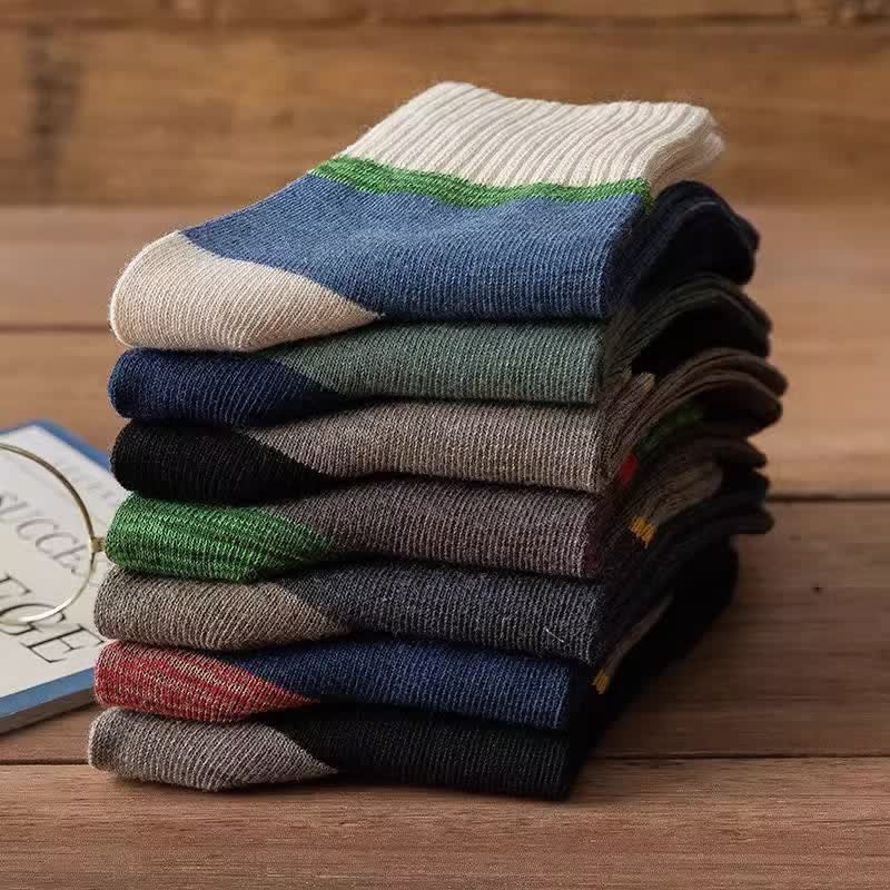 Chaussettes mi-mollet de sport en coton à contraste de couleurs