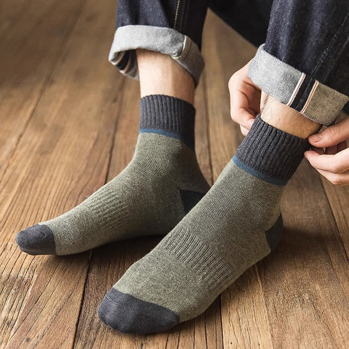 Chaussettes mi-mollet de sport en coton à contraste de couleurs