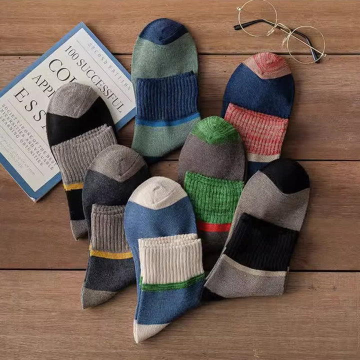 Chaussettes mi-mollet de sport en coton à contraste de couleurs