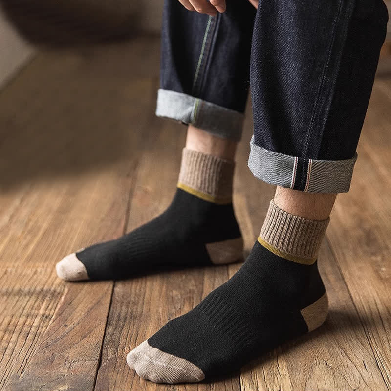 Chaussettes mi-mollet de sport en coton à contraste de couleurs