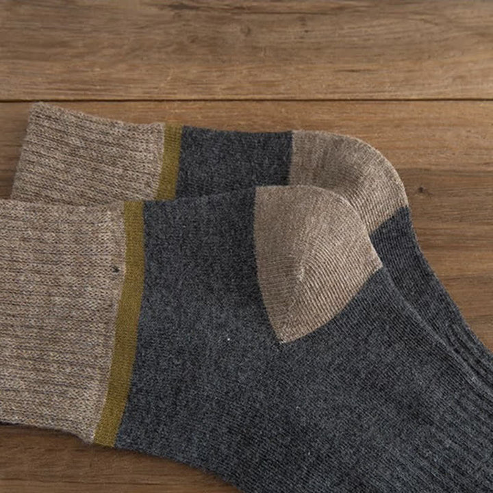 Chaussettes mi-mollet de sport en coton à contraste de couleurs