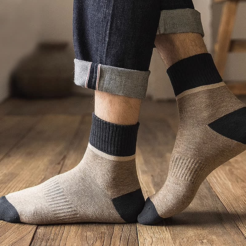 Chaussettes mi-mollet de sport en coton à contraste de couleurs