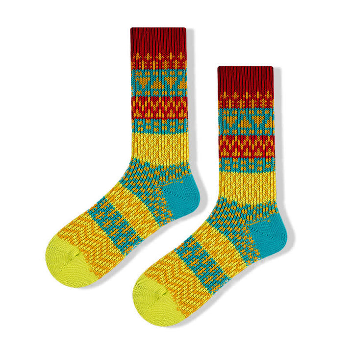 Chaussettes en coton rayées à motifs ethniques colorés