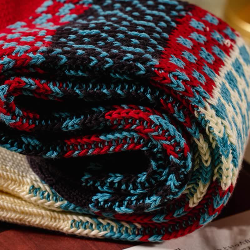 Chaussettes en coton rayées à motifs ethniques colorés