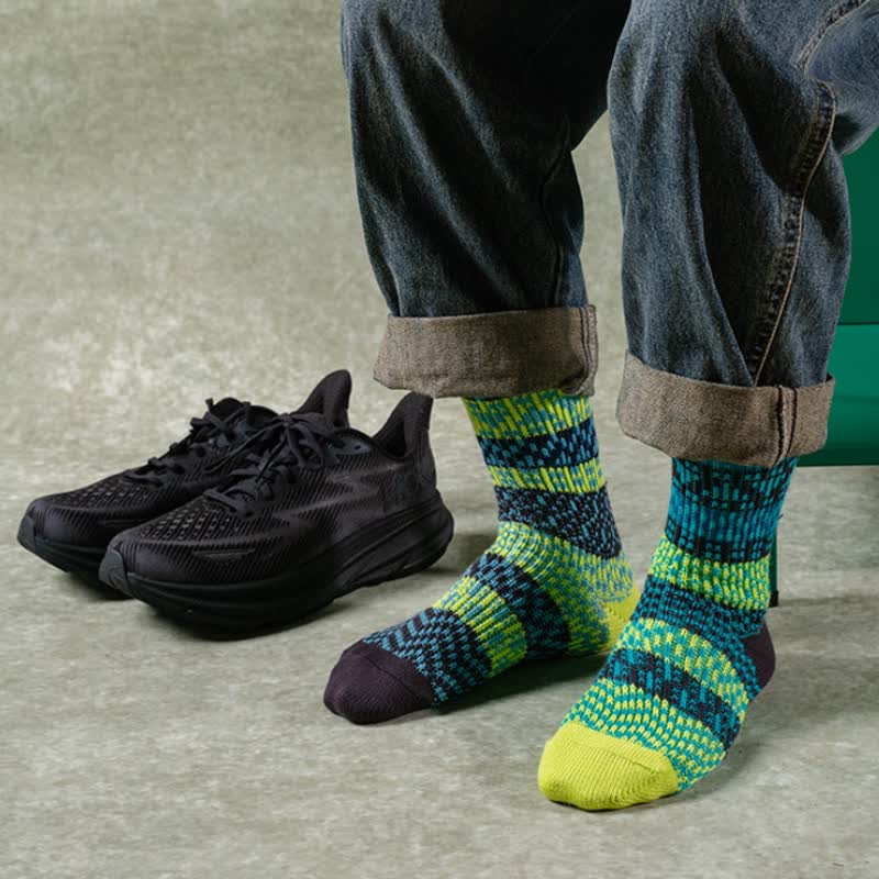 Chaussettes en coton rayées à motifs ethniques colorés