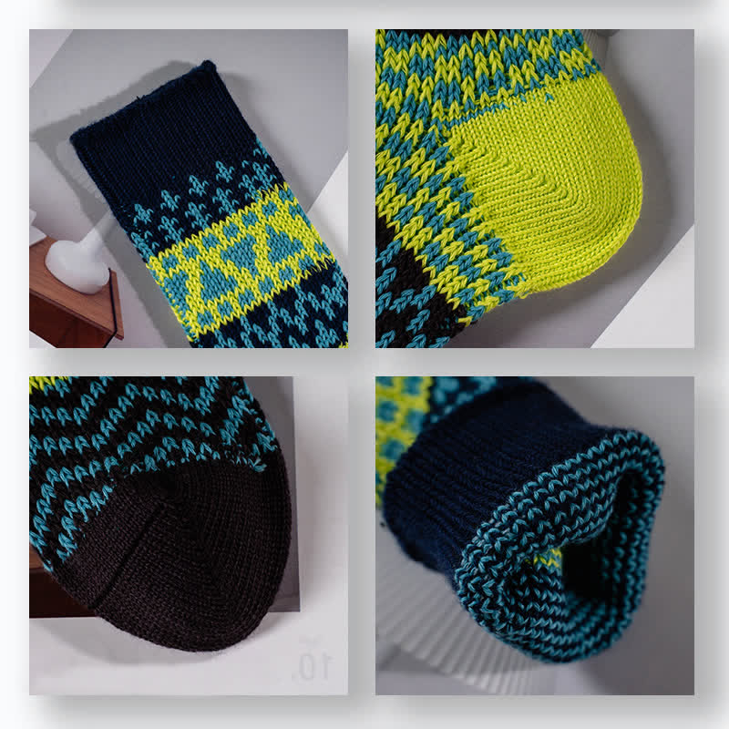 Chaussettes en coton rayées à motifs ethniques colorés