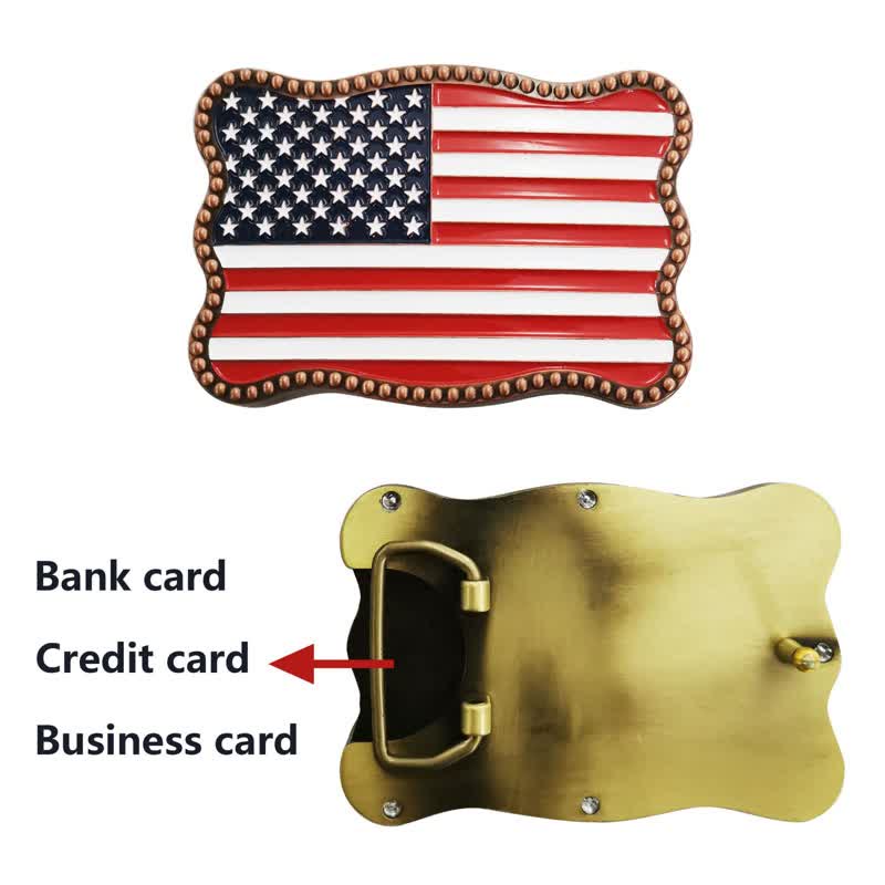 Portefeuille créatif en cuir avec boucle pour carte et drapeau américain pour homme