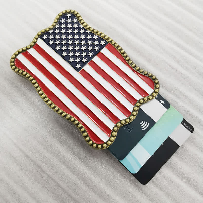 Portefeuille créatif en cuir avec boucle pour carte et drapeau américain pour homme