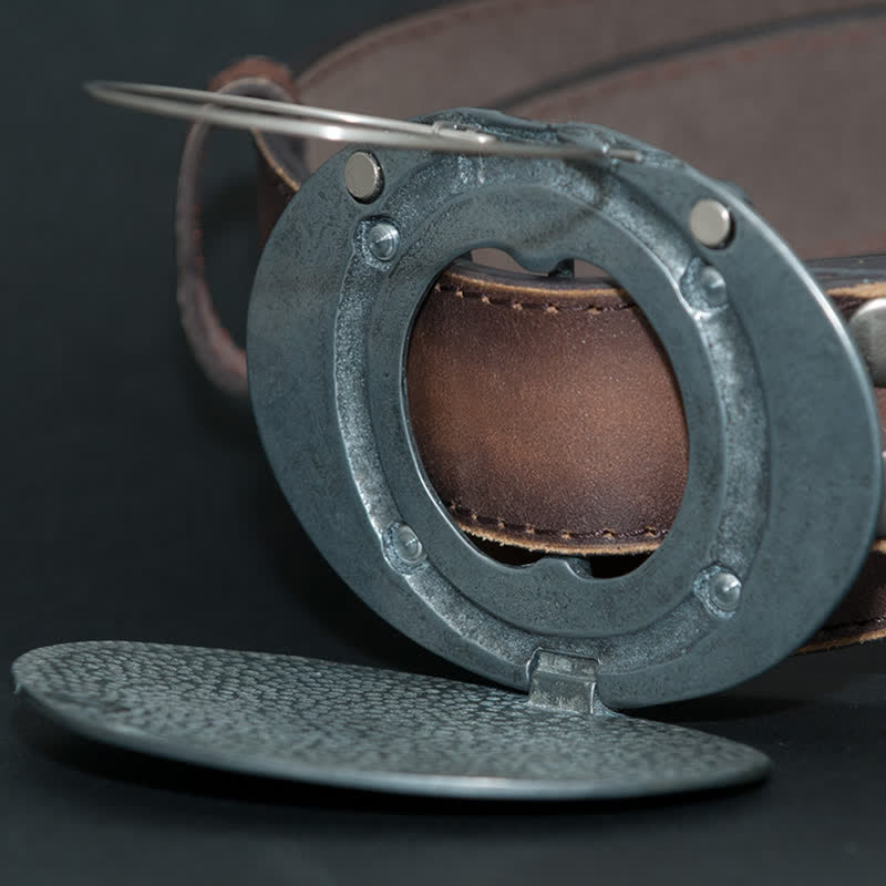 Ceinture en cuir avec boucle porte-bière créative en forme de cerf sculpté pour homme