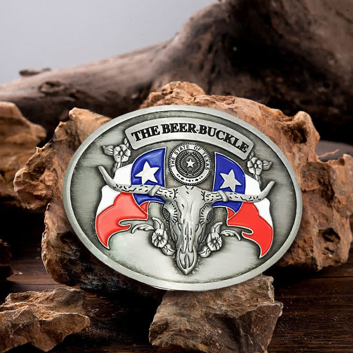 Ceinture en cuir à boucle porte-bière créative pour homme avec motif taureau du Far West