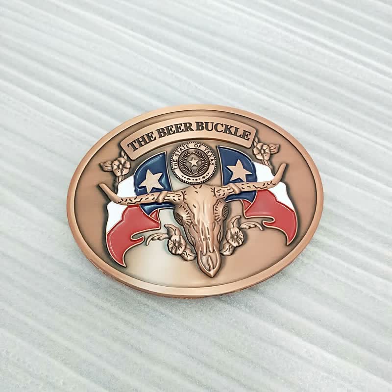 Ceinture en cuir à boucle porte-bière créative pour homme avec motif taureau du Far West