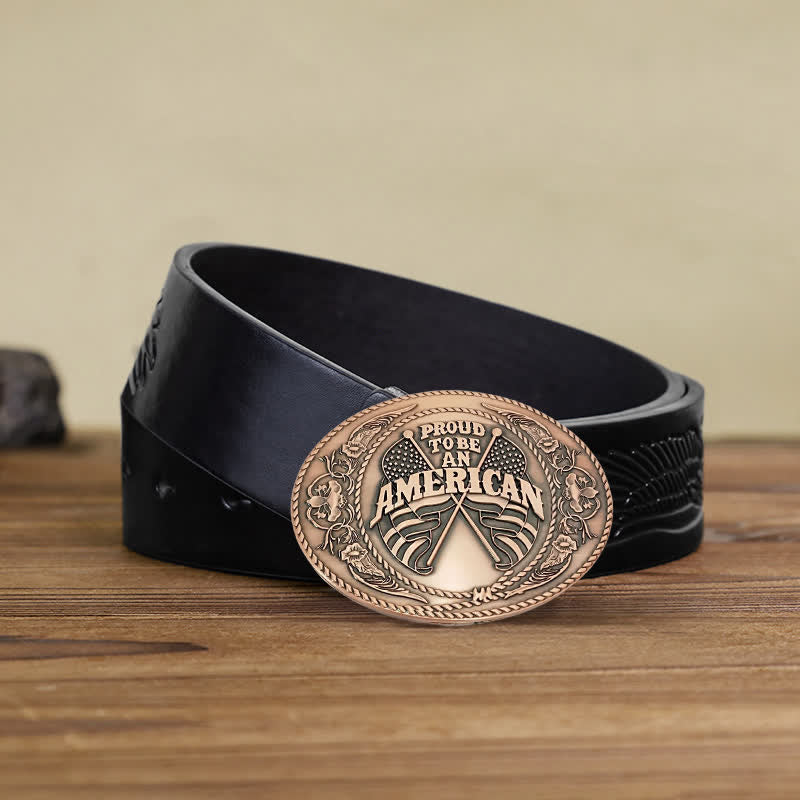 Ceinture en cuir à boucle créative pour porte-bière avec deux drapeaux américains à faire soi-même pour hommes