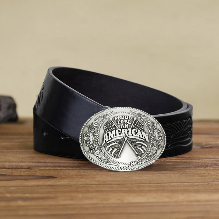 Ceinture en cuir à boucle créative pour porte-bière avec deux drapeaux américains à faire soi-même pour hommes