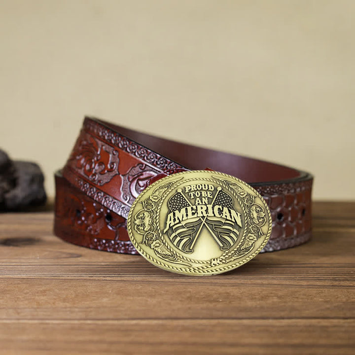 Ceinture en cuir à boucle créative pour porte-bière avec deux drapeaux américains à faire soi-même pour hommes