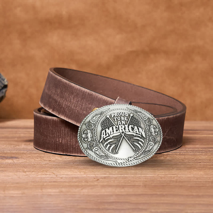 Ceinture en cuir à boucle créative pour porte-bière avec deux drapeaux américains à faire soi-même pour hommes