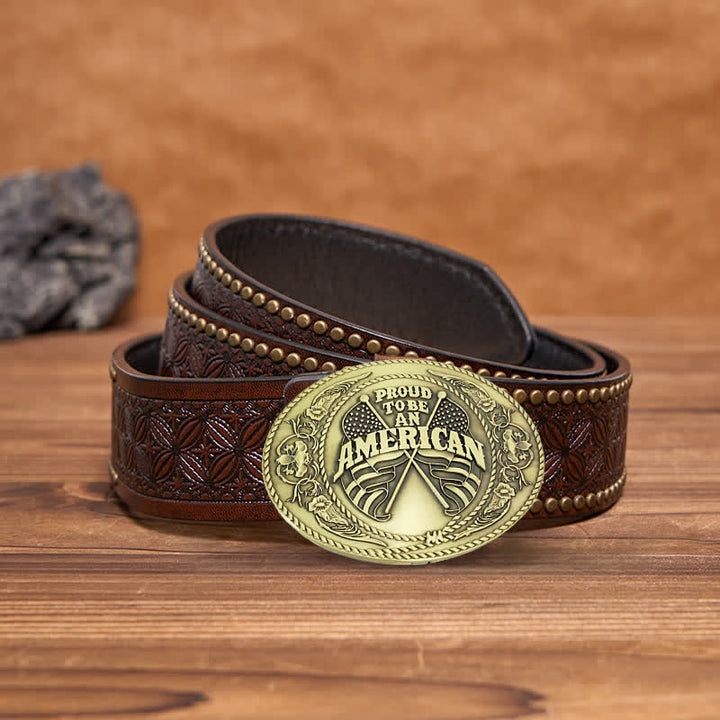 Ceinture en cuir à boucle créative pour porte-bière avec deux drapeaux américains à faire soi-même pour hommes