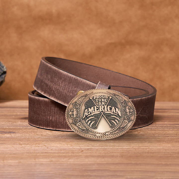 Ceinture en cuir à boucle créative pour porte-bière avec deux drapeaux américains à faire soi-même pour hommes