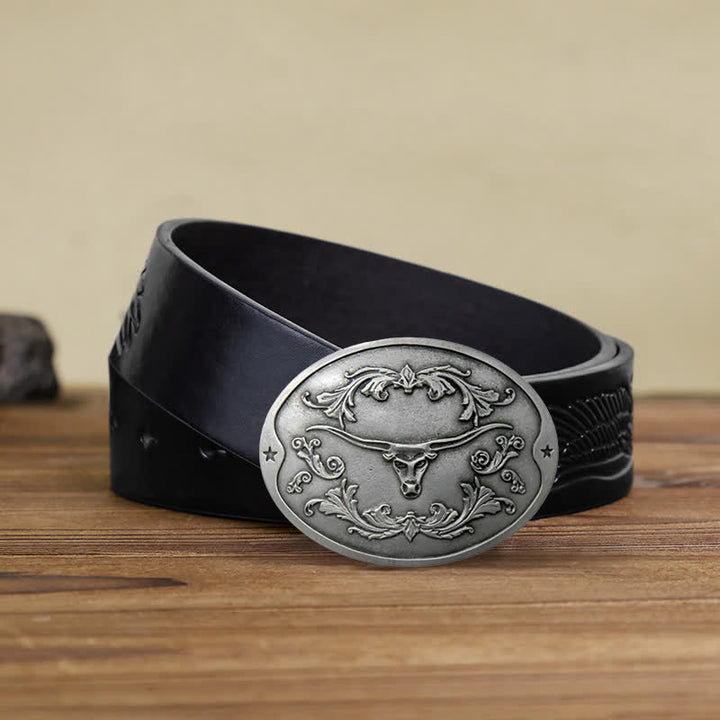 Ceinture en cuir à boucle créative pour porte-bière Longhorn Bull DIY pour homme
