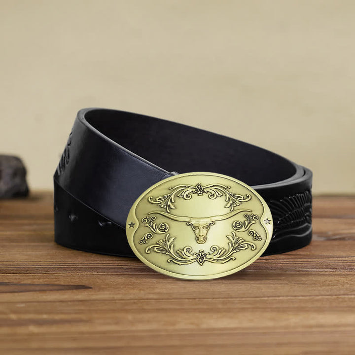 Ceinture en cuir à boucle créative pour porte-bière Longhorn Bull DIY pour homme