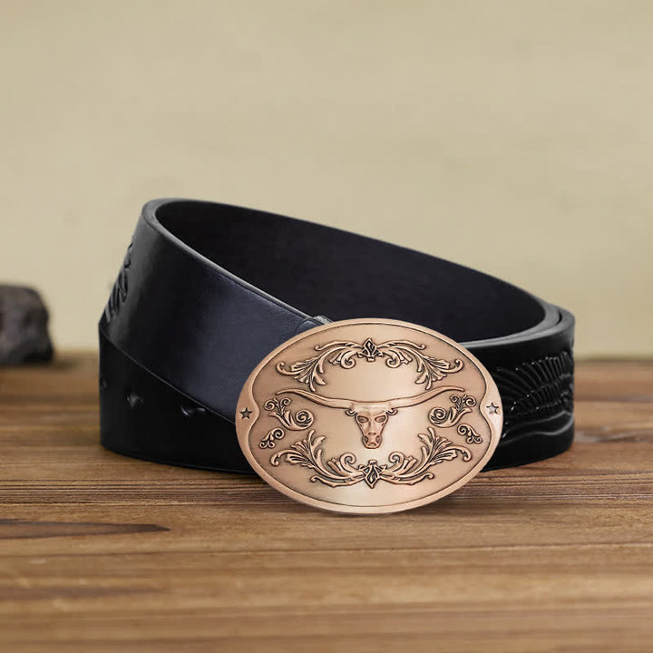 Ceinture en cuir à boucle créative pour porte-bière Longhorn Bull DIY pour homme