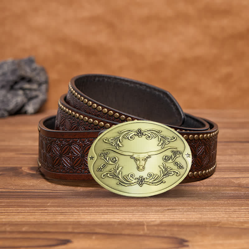 Ceinture en cuir à boucle créative pour porte-bière Longhorn Bull DIY pour homme