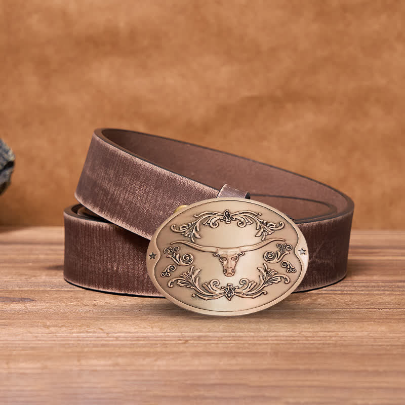 Ceinture en cuir à boucle créative pour porte-bière Longhorn Bull DIY pour homme