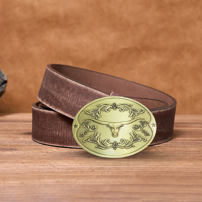 Ceinture en cuir à boucle créative pour porte-bière Longhorn Bull DIY pour homme