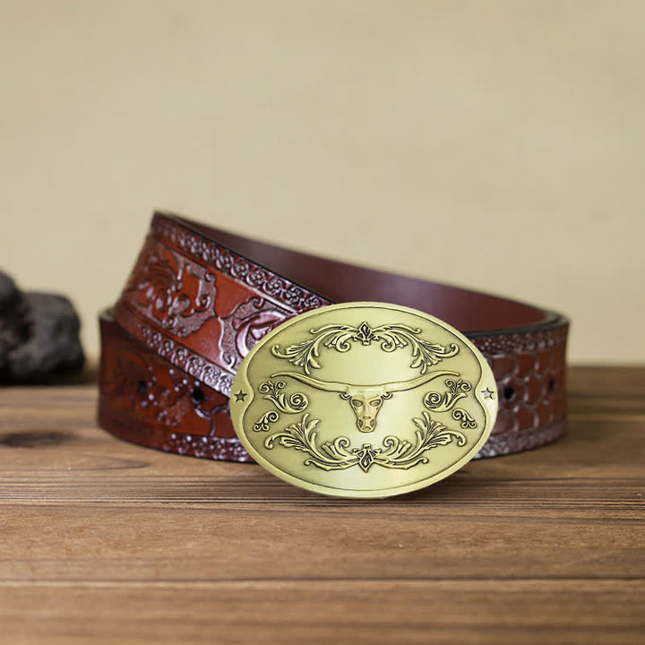 Ceinture en cuir à boucle créative pour porte-bière Longhorn Bull DIY pour homme