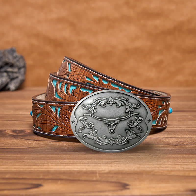 Ceinture en cuir à boucle créative pour porte-bière Longhorn Bull DIY pour homme
