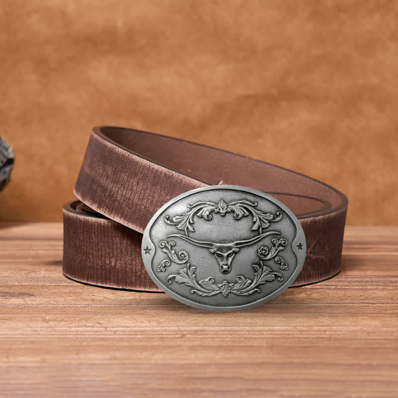 Ceinture en cuir à boucle créative pour porte-bière Longhorn Bull DIY pour homme