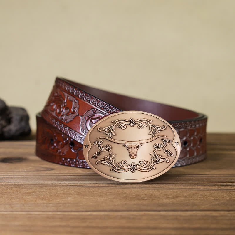 Ceinture en cuir à boucle créative pour porte-bière Longhorn Bull DIY pour homme