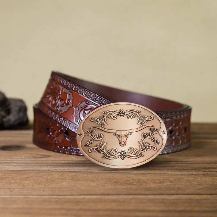 Ceinture en cuir à boucle créative pour porte-bière Longhorn Bull DIY pour homme