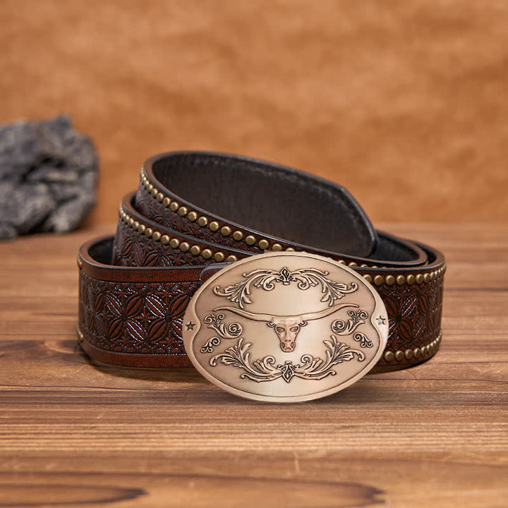 Ceinture en cuir à boucle créative pour porte-bière Longhorn Bull DIY pour homme