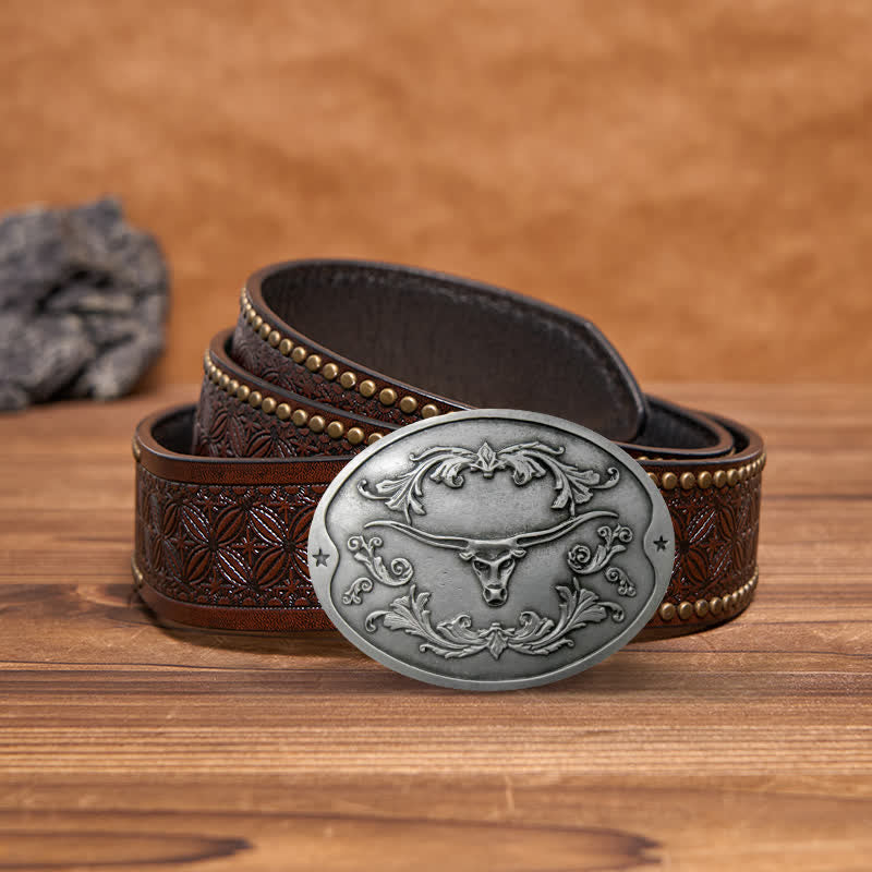 Ceinture en cuir à boucle créative pour porte-bière Longhorn Bull DIY pour homme