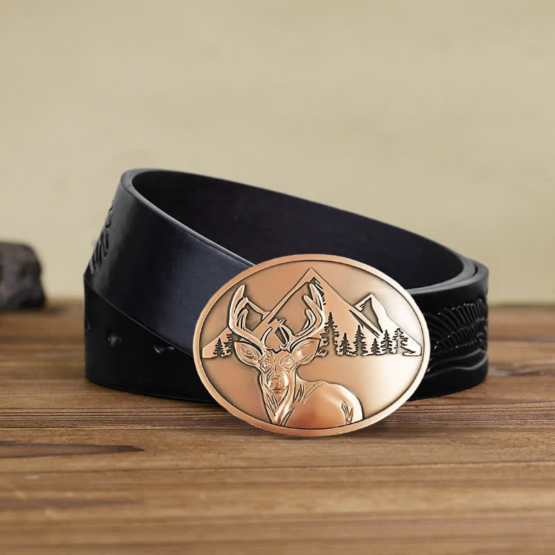 Ceinture en cuir avec boucle porte-bière créative en forme de cerf sculpté pour homme