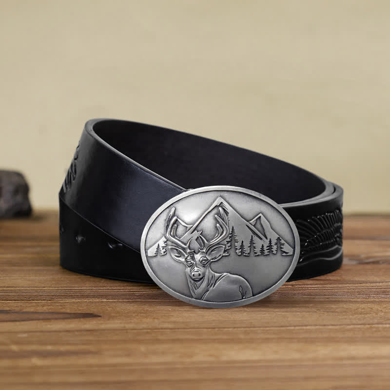 Ceinture en cuir avec boucle porte-bière créative en forme de cerf sculpté pour homme