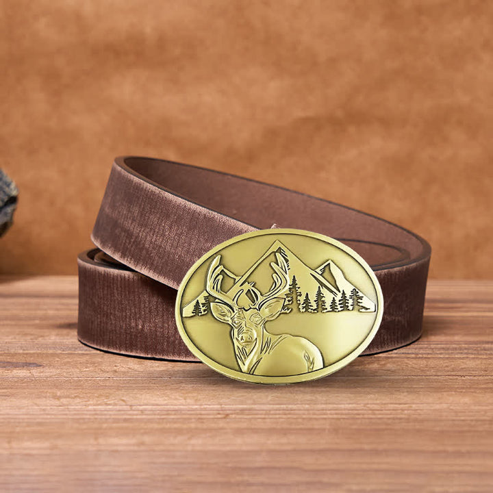 Ceinture en cuir avec boucle porte-bière créative en forme de cerf sculpté pour homme