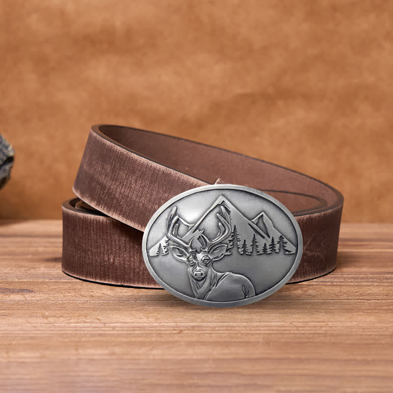 Ceinture en cuir avec boucle porte-bière créative en forme de cerf sculpté pour homme