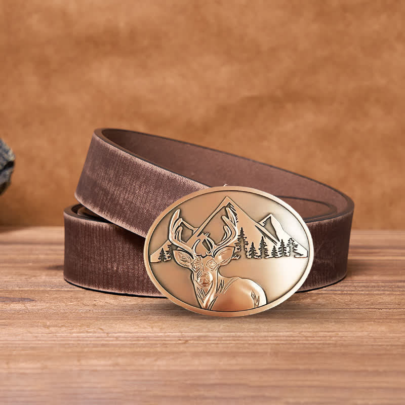 Ceinture en cuir avec boucle porte-bière créative en forme de cerf sculpté pour homme